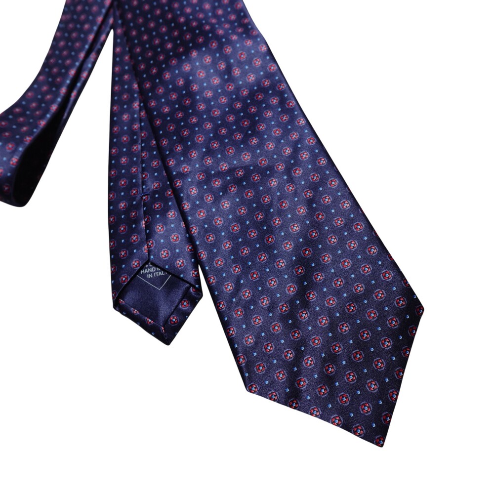Brioni Tie Mens One Size Blue Geometric Silk Woven Made In Italy Classic Necktie